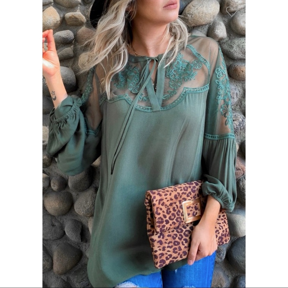 Olive you in lace boutique blouse